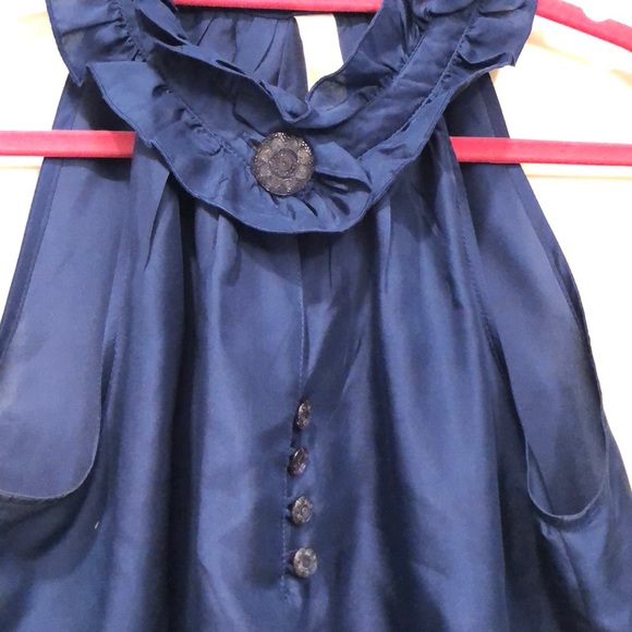 Stylish Blue Silk Top - Picture 3 of 7